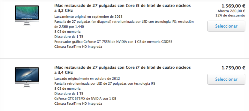 imac 2013 Los iMac sept 2013 ya disponen de modelos refurbished en la Apple store online española
