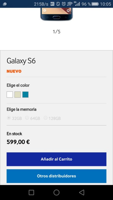 Nuevo precio del teléfono Samsung Galaxy S6