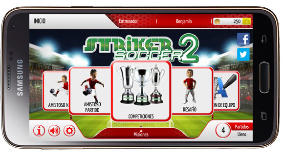 Inicio juego Striker Soccer 2