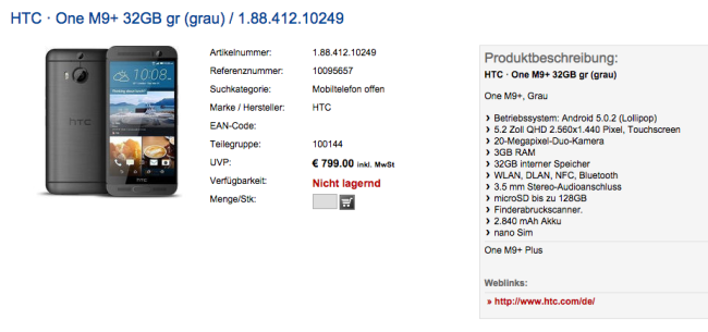 HTC One M9+ precio.